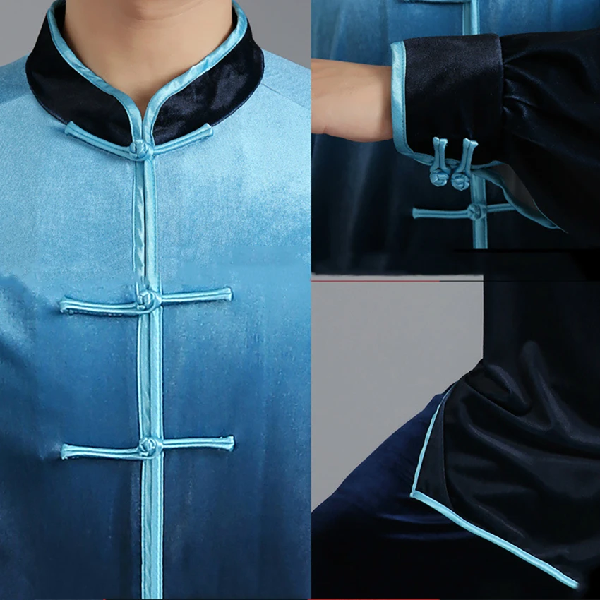 

Winter Velvet Keep Warm for Unisex Martial Arts Clothes Chinese Kung Fu Tai Chi Uniform Gradient Color Team Stage Performance