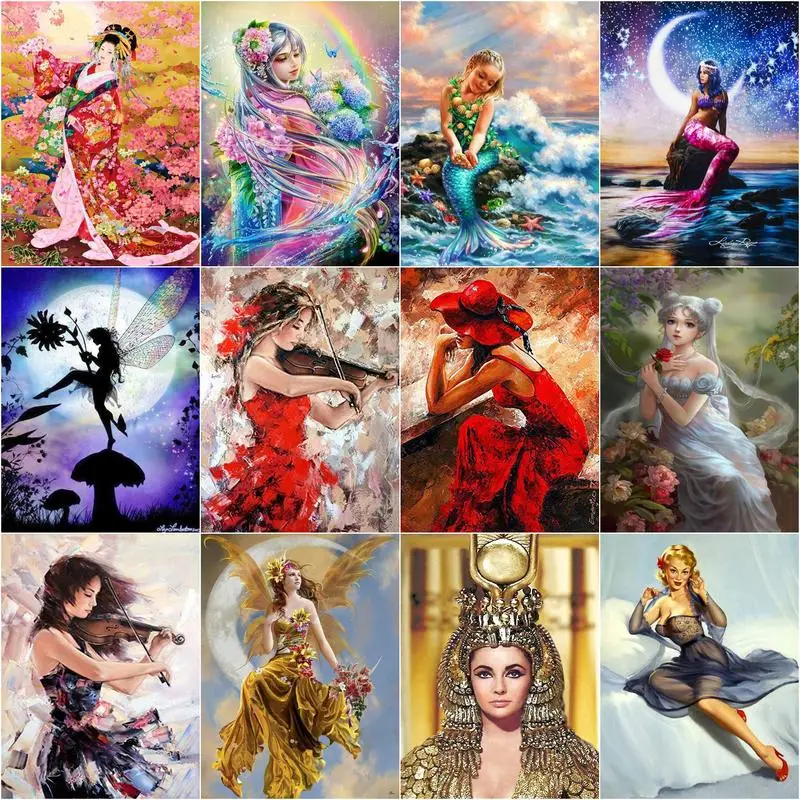 

CHENISTORY Diamond Embroidery Kits Abstract Figure Wall Decors Handicraft Rhinestone Needlework on Canvas Diy Diamond Mosaic