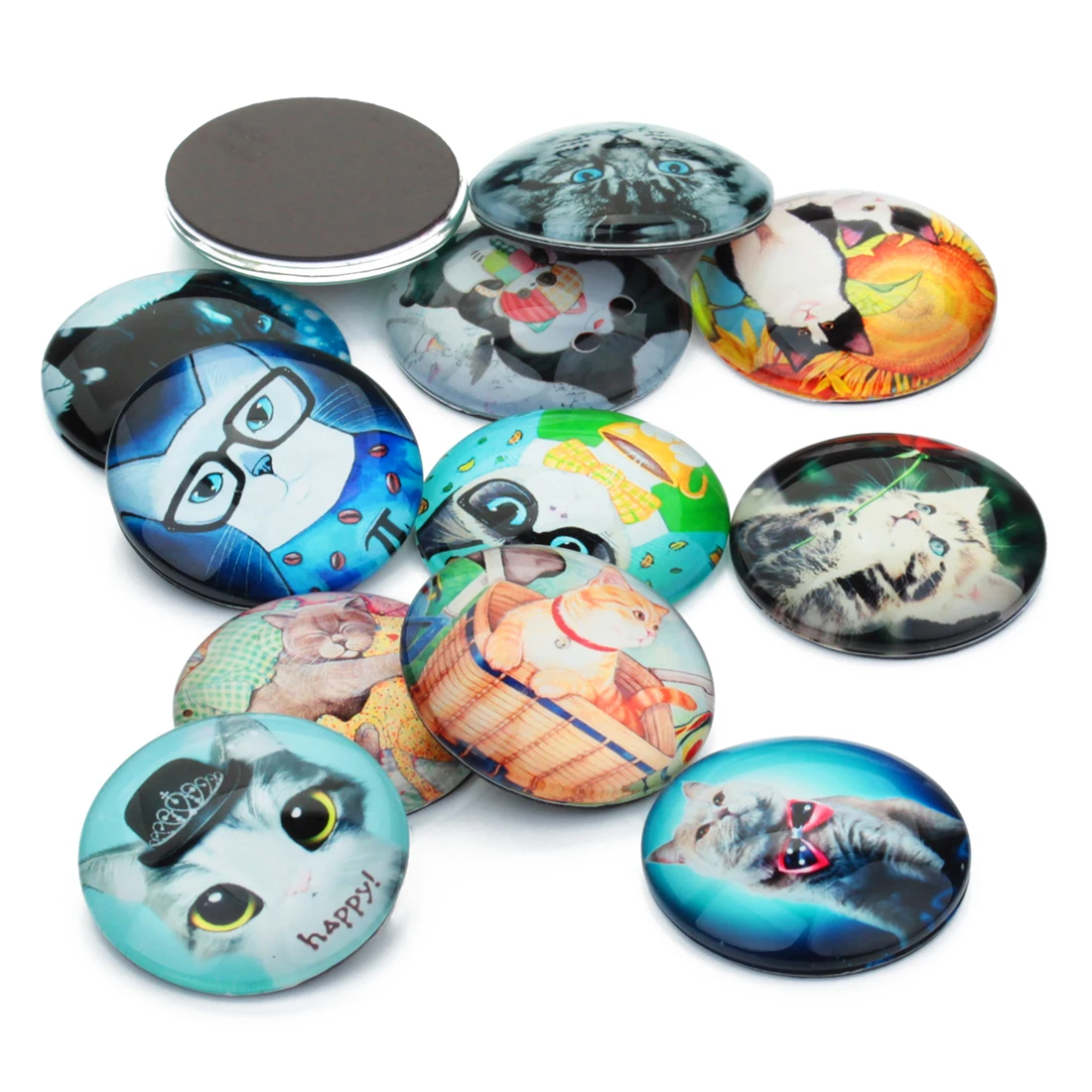 

20pcs/lot 10/12/14/20/25mm Cat Photo Flatback Cabochon Grass Beads For DIY Base Rings Bracelet Tary Jewelry Making