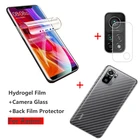 Гидрогелевая пленка для Xiaomi Redmi Note10 10S Pro 9 9S, Защитная пленка для экрана + задняя пленка из углеродного волокна + Защитное стекло для объектива камеры