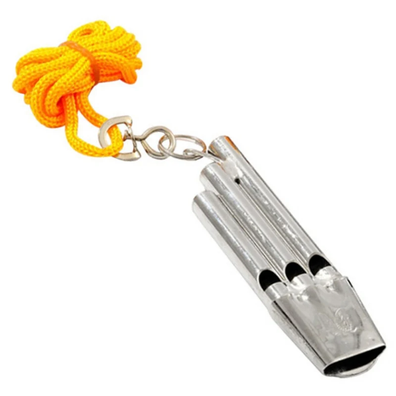 

Standard Outdoor Ball Sports Game Trainning Whistle Metal Referee Whistle With Lanyard Neck Rope Cord Emergency Security