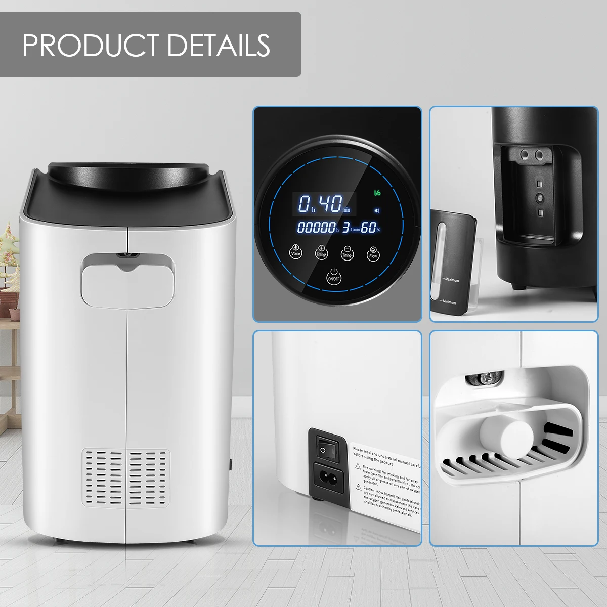 

AUPORO 1-7L/min Oxygen Concentrator Machine Generator Portable Oxygen Making Machine Air Purifier AC 220V/110V Home Travel Use