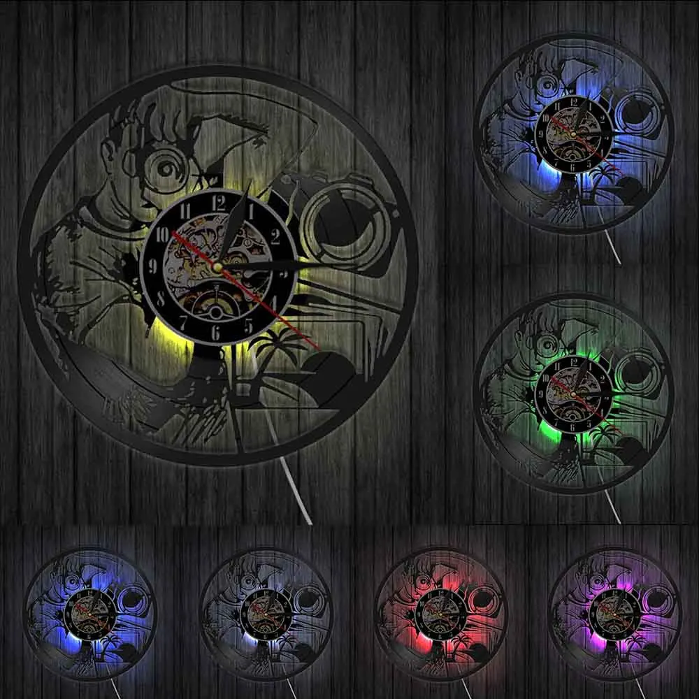 Декоративные светодиодные настенные 3d-часы для фотографов виниловые уникальные