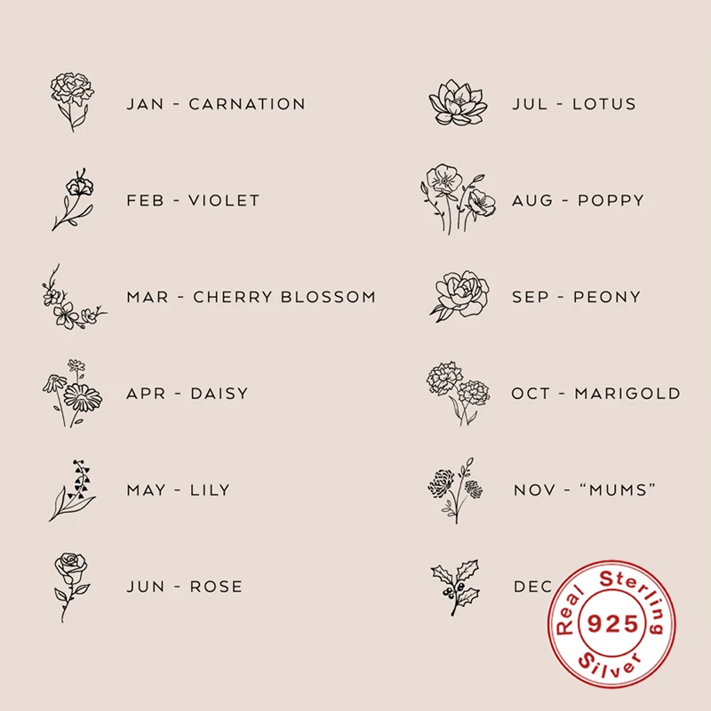 

Canner 925 Sterling Silver 12-Months Flower Round Star Plate Souvenir Pendant Choker Necklace Collar For Women Fine Jewelry