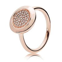 925 sterling silver rose gold pave signature with crystal pan rings for women wedding gift europe jewelry