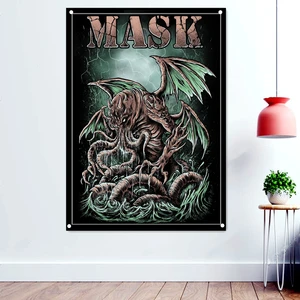 MASK Macabre Art Banner Wall Hanging Rock Band Icon Flag Death Metal Artist Posters Bloody Horror Skull Art Tapestry Home Decor
