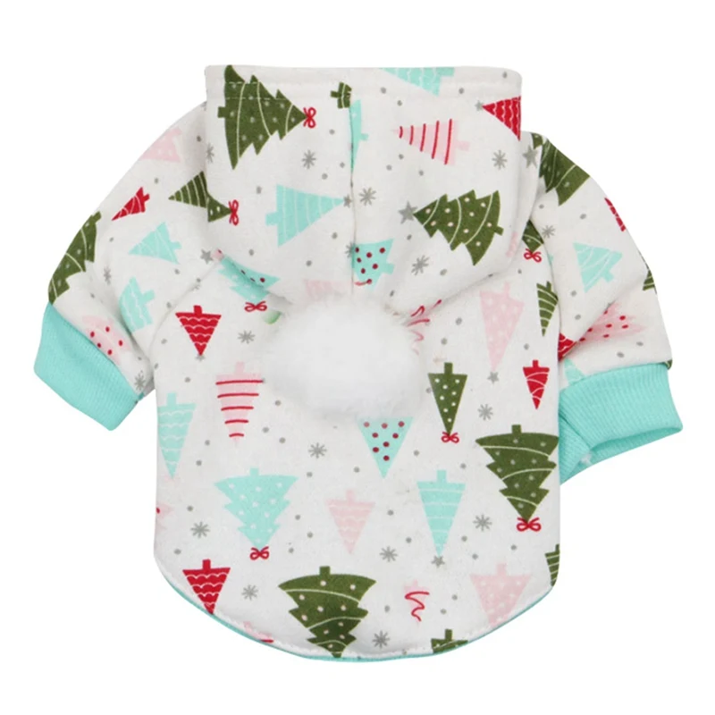 Christmas Tree Printed Dog Sweater Holiday Models Cute Thick Warm Autumn And Winter Pet Clothes Jacket Soft Coat | Дом и сад