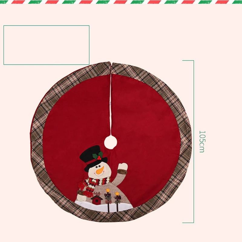 41 Inch Villus Christmas Tree Skirt with Santa Country Xmas Decorations Skirts Double Layers Holiday Ornaments | Дом и сад