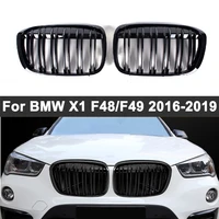 1 pair abs dual slat car front bumper grills kidney grille for bmw x1 f48 f49 2015 2019 gloss blackm color auto accessories