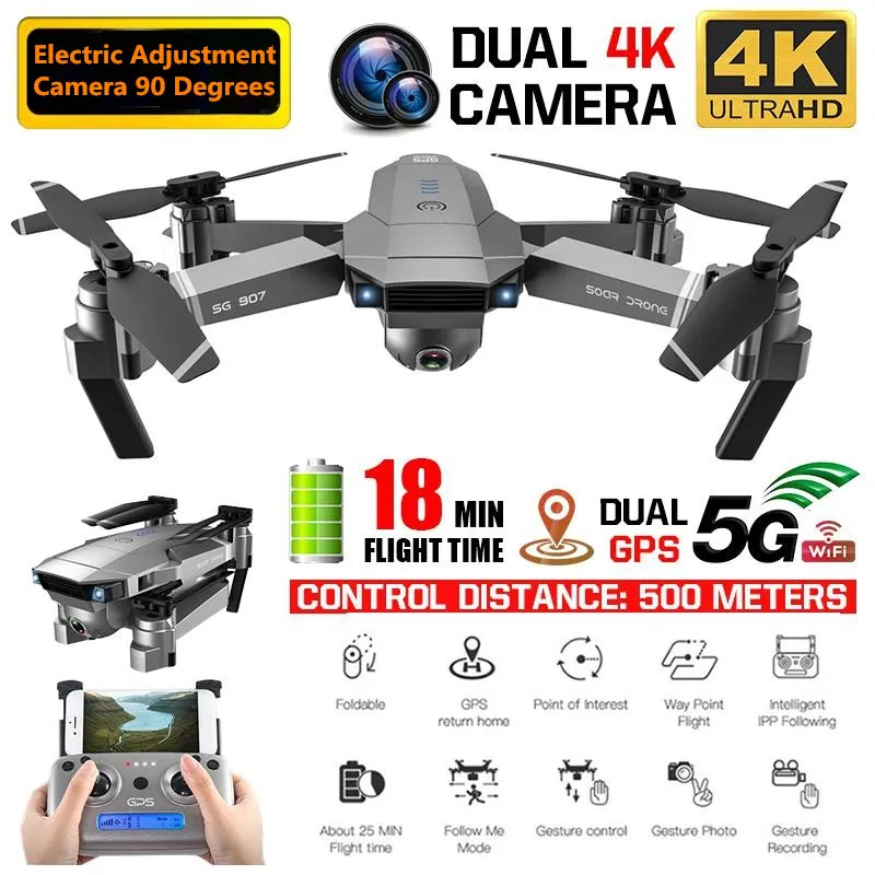 Профессиональный Дрон 4K HD Двойная камера Анти встряхивание селфи gps Smart Follow 5G wifi FPV