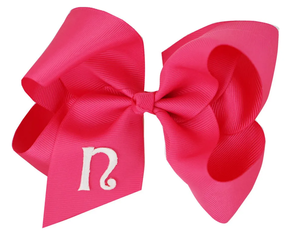 OEM & ODM 26 букв монограмма бант для волос начальный 25 цветов корсажная лента 6 дюймов