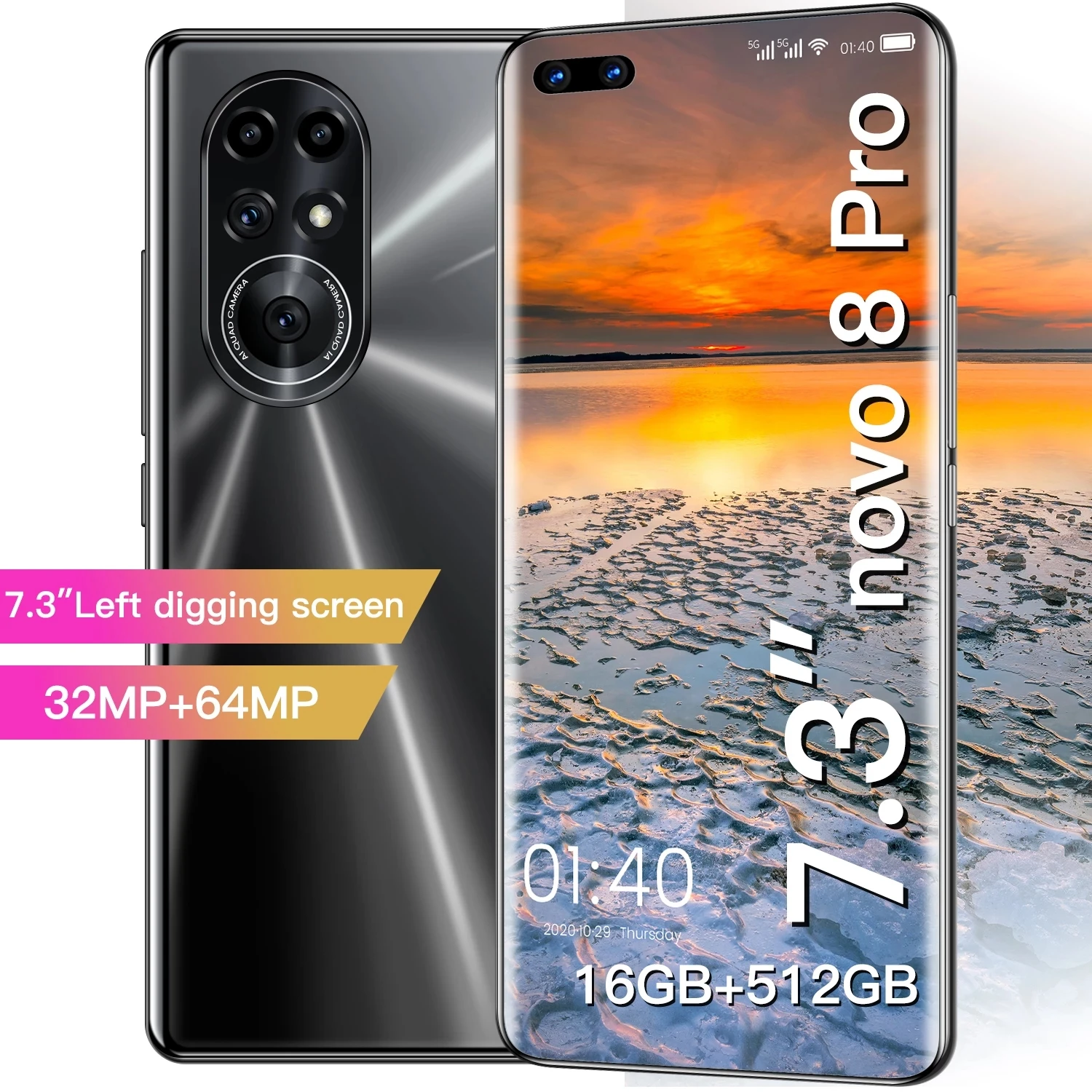 

Nova 8 pro 7.3 '' 32G 64GB New Mobile Phone Dual SIM Front Camera Deca Core 4G Cellphones 6800mAh Smartphones