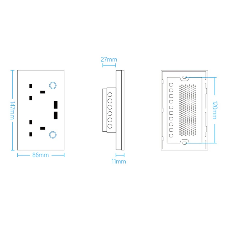 ASEER UK двойная USB розетка сенсорная стеклянная панель универсальная WIFI настенная с