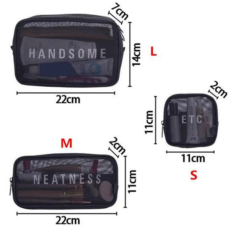 Fashion Women Travel Small Large Cosmetic Bag Set Makeup Mesh Toiletry Bags Men Wash Organizer Pouch Case | Дом и сад