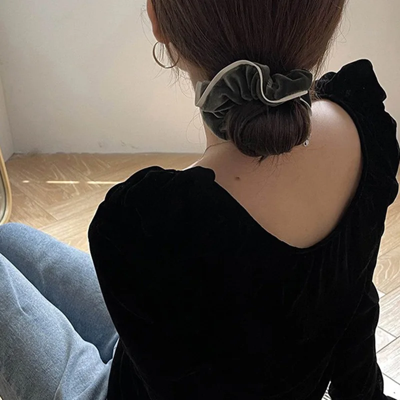 

Бархатное кольцо для волос в виде большого кишечника, Женская Корейская высококлассная веревка для волос, толстая веревка для волос в виде ...