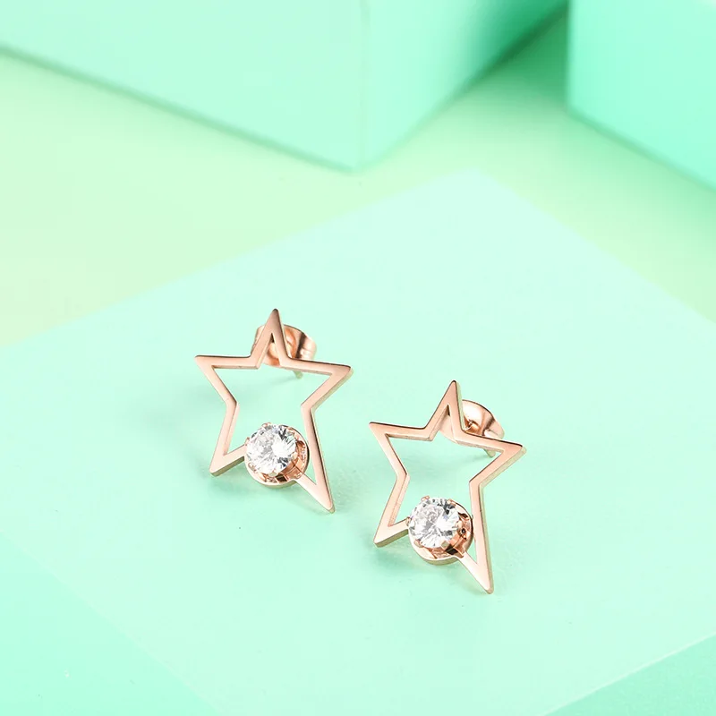 Серьги гвоздики из нержавеющей стали для женщин розовое золото форма