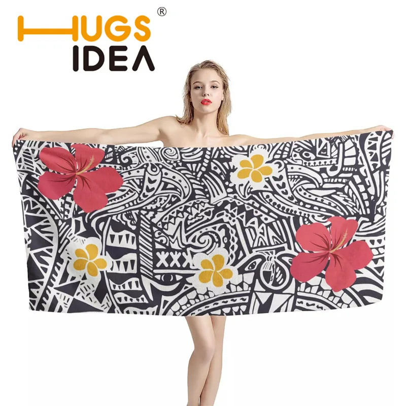 

1 шт. пляжное полотенце из микрофибры, гавайский гибискус, супермягкое, абсорбирующее полотенце s, многоцветное банное полотенце с Полинезий...
