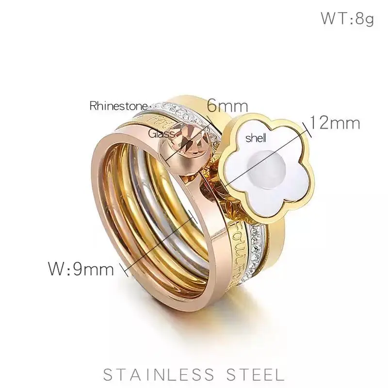 4 in 1 Ring Multi-layer Mujer Anillos Rings Mix Color Stainless Steel Bands Flower For Best friends Splittable Friendship |