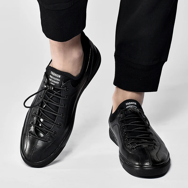 Черно-белые кроссовки мужская обувь повседневная модная кожаная удобная ручной