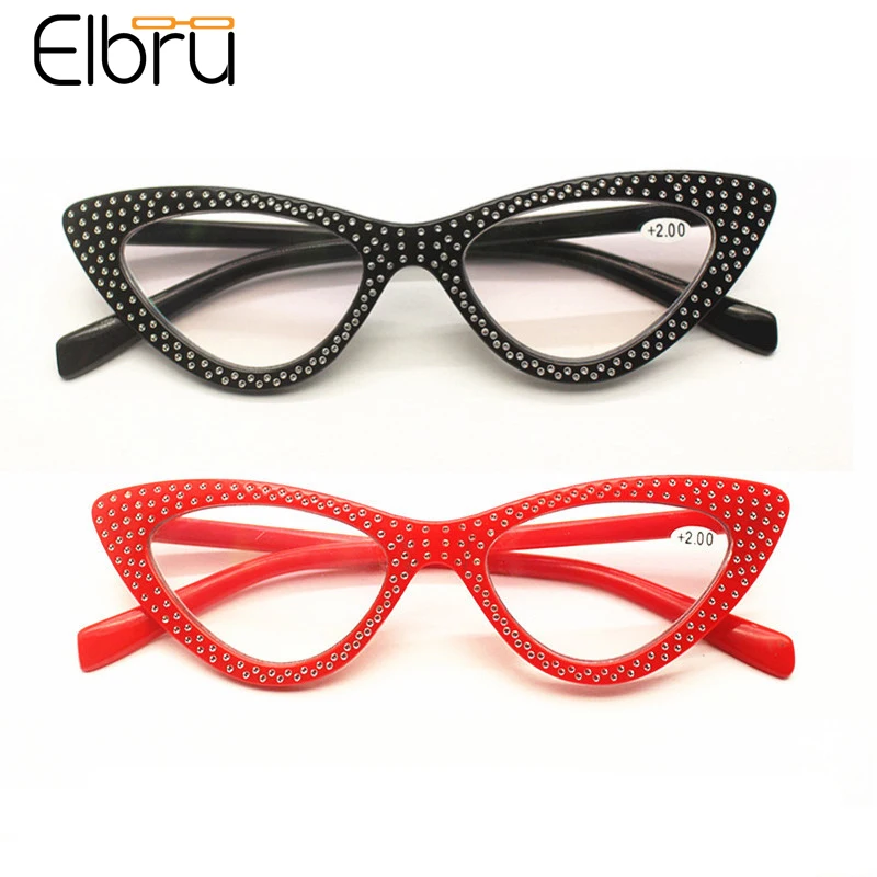 

Elbru Women Cat Eye Reading Glasses Women Ultralight Cateye Frame HD Lens Presbyopic Eyewear Hyperopia Eyeglasses Unisex +1~+3.5