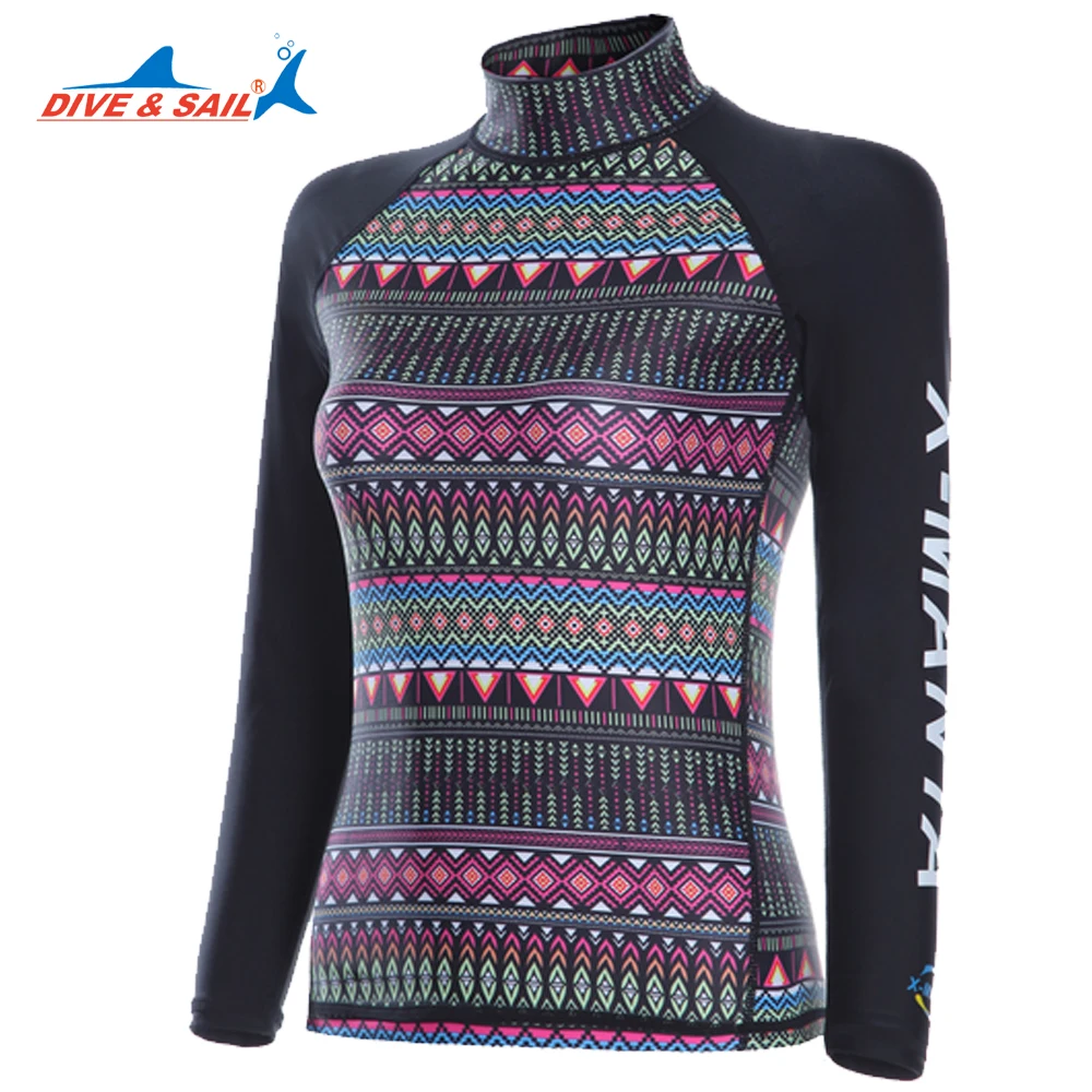 Женский костюм для дайвинга с длинным рукавом из лайкры и лайкры|rashguard girls|girl