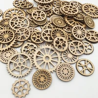 50pcs unfinished gear wooden mixed shaped for diy living room bedroom wall decor