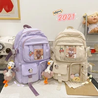2021 fashion women nylon backpack school bag for teenage girl leisure travel rucksack harajuku vintage cute girl student mochila