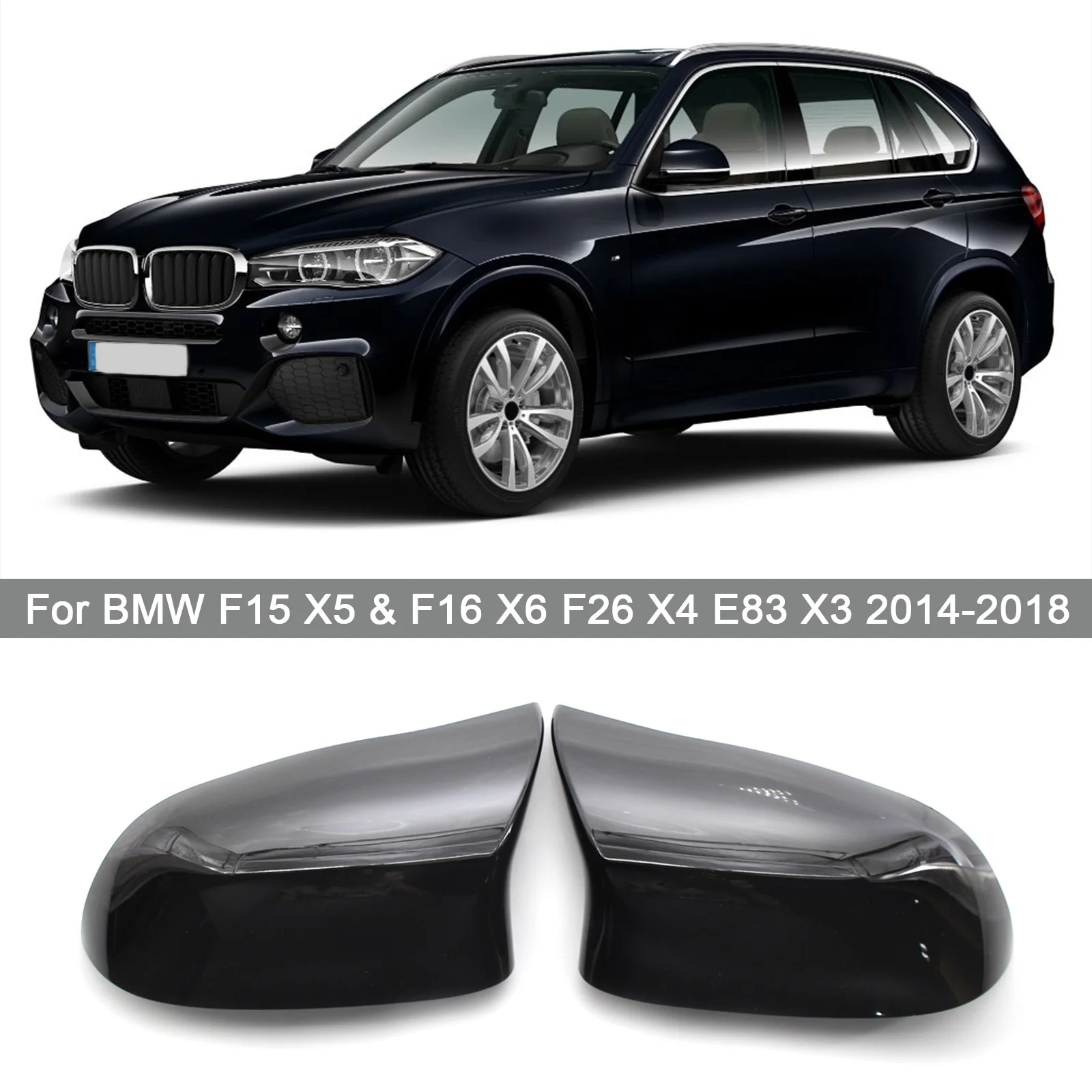 

1 Pair Glossy Balck Cover Auto Rearview Mirror Cap Covers Blind Spot Mirror Fit For BMW 2014-2018 F15 X5 F16 X6 F26 X4 F25 X3
