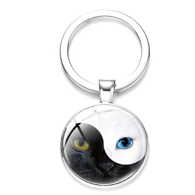 Брелок для ключей Инь Ян тайчи с символом Современный Черный Белый Древо жизни