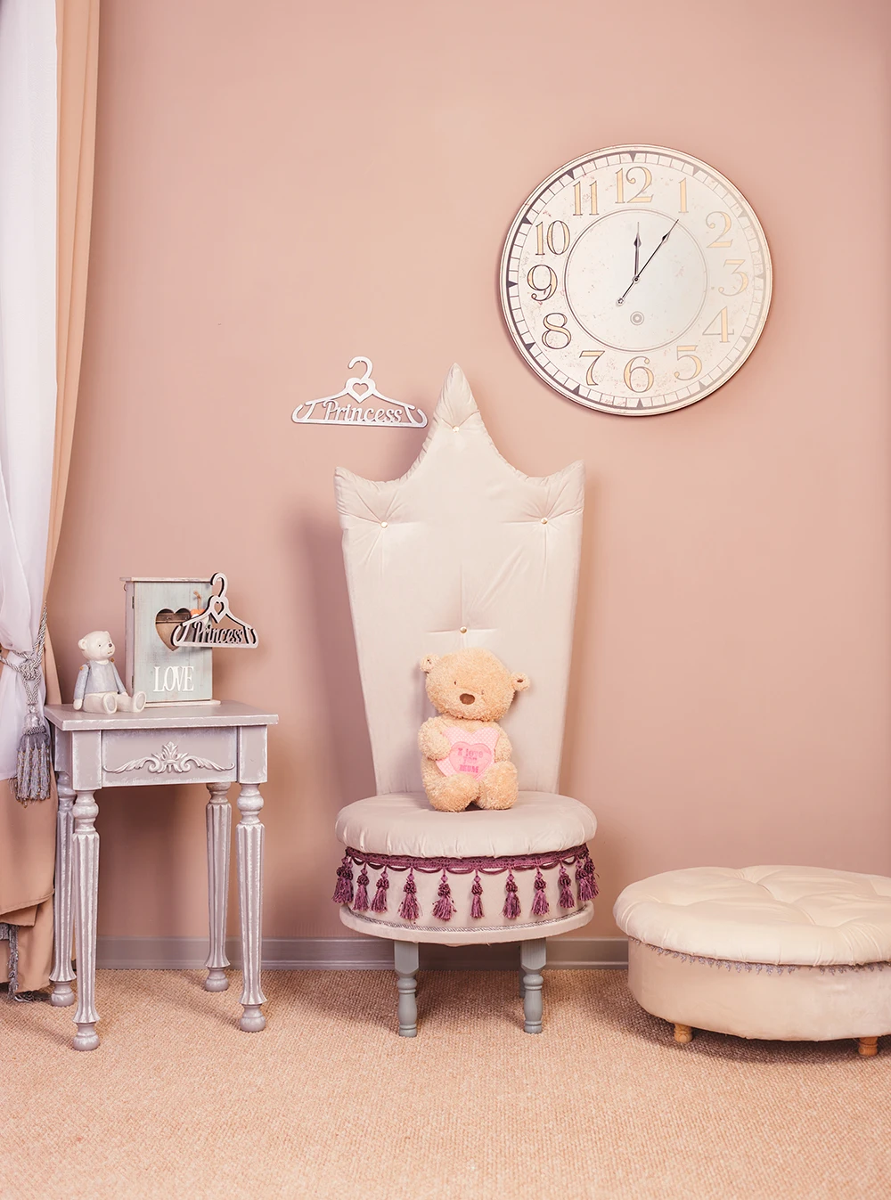 

Pink baby room background toy bear carpet Newborn shower birthday party princess studio backdrop photography photozone