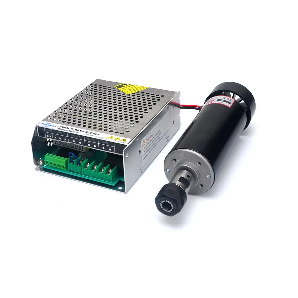 

Daedalus CNC 500W Brush Spindle Motor ER16 Chuck 100v DC Motor Air Cooled With Switching 110V 220V Mach3 Power Supply