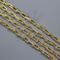 1 meter 7x15mm yellow gold plated copper fashion bezel set chain paperclip neck chain pearl necklace jewelry making diy