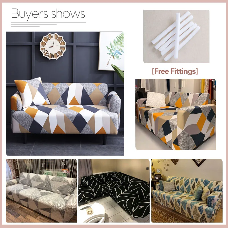 

VIP Link Geometric Stretch Sofa Covers for Living Room Modern Couch Cover for Different Shape Sofa Chair L-Style Sofa Slipcover