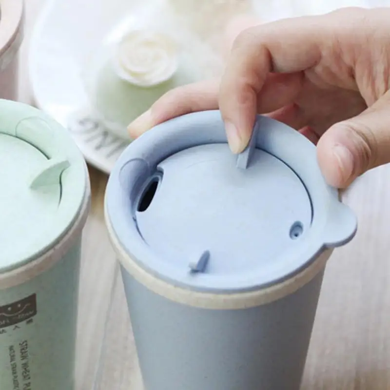 

280ML Double-wall Insulation Wheat Fiber Straw Coffee Cup Travel Mug Leakproof