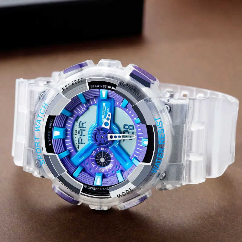 SANDA спортивные наручные часы женские известный бренд двойной дисплей для женщин