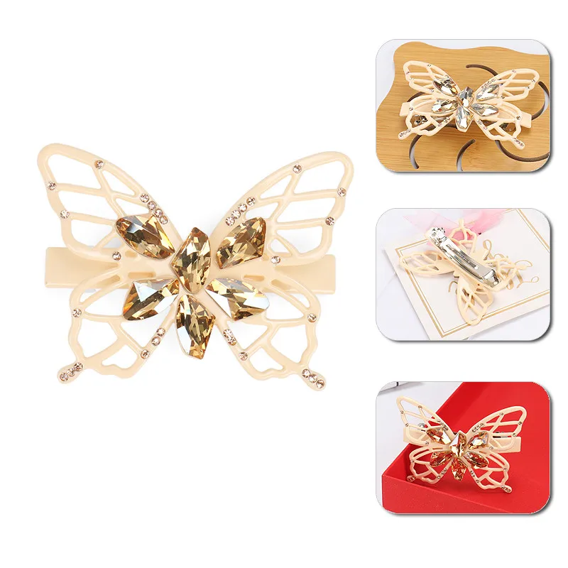 

Well Made Hair Barrette Butterfly Shape Girls Hair Accessories Luxury Wedding Hairpins Acetate Hair Clips