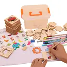 1 комплект, детский набор для рисования, деревянная картина, граффити, доска, раскраска, сделай сам, ремесло, детская игрушка, Ранние развивающие игрушки для детей