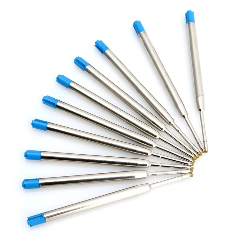 

10 Pcs Universal Standard Style Blue Ink 1MM Medium Nib Ball Point Pen Refills