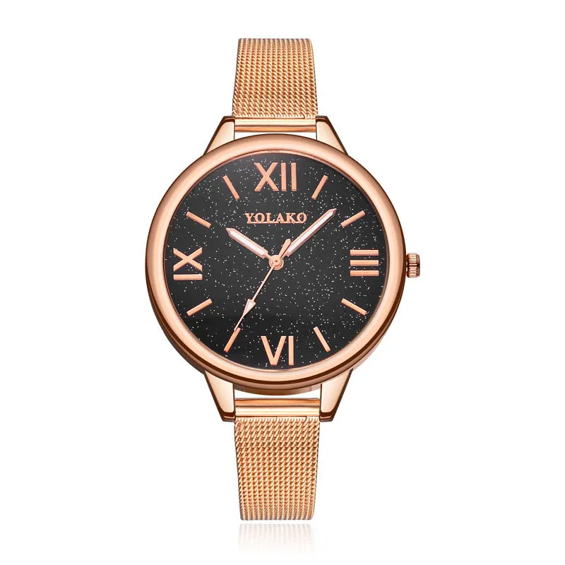 

Women Watches Luxury Brand Rosy Gold Starry Sky Casual Quartz Watch Women Metal Mesh Stainless Steel Watches Relogio Feminino