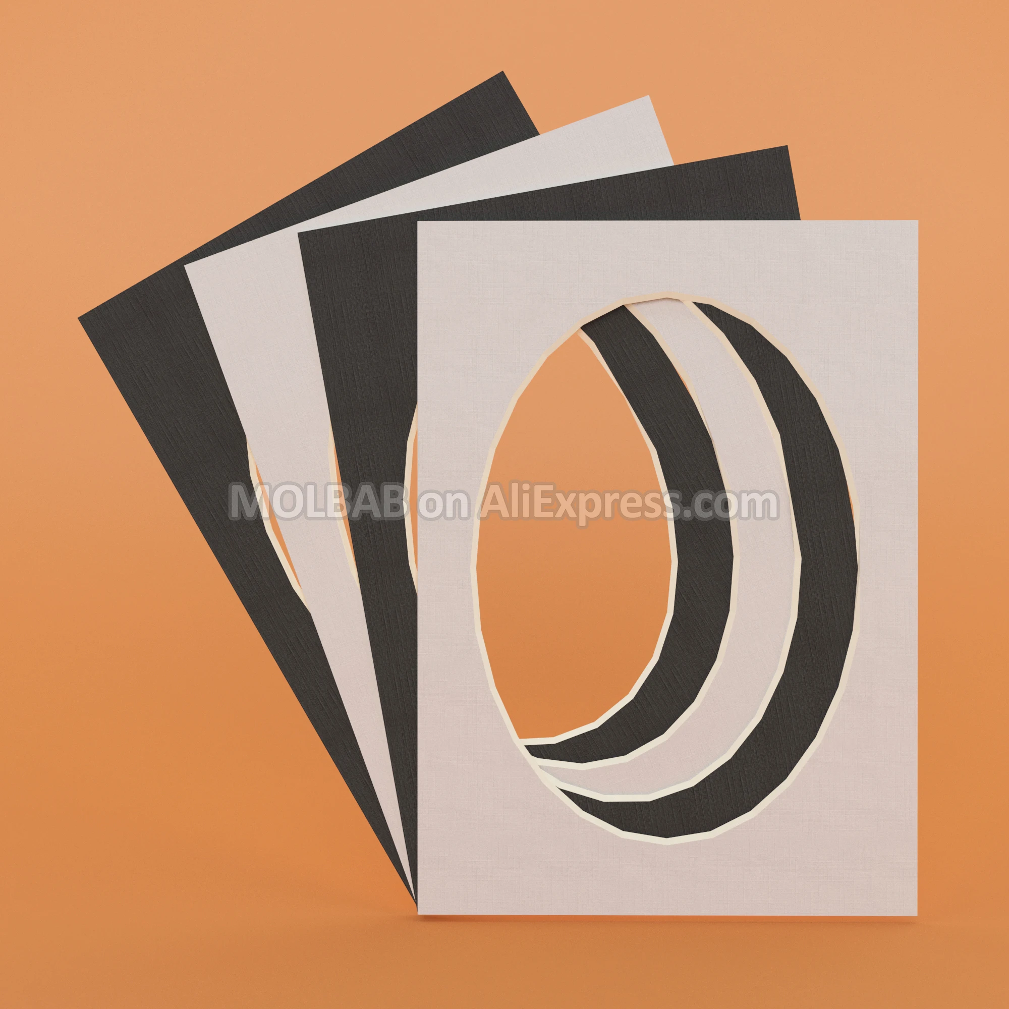 

White/Black Photo Mats Oval Opening 7/8/10/16 inch Paperboard Mounts Textured Surface Picture Frames Passe-Partouts 12PCS/Lot