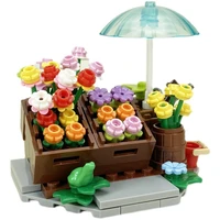 moc flower shop architecture building blocks model medieval city flowers stand scene assembly children toys gifts