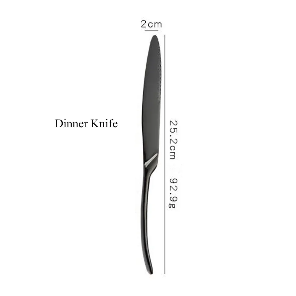 Dinner Knife Безупречные блестящие черные столовые приборы набор столовых приборов 18/10 из нержавеющей стали острые кухонные ножи вилки черпаки набор посуды посуда - Цвет: Dinner Knife
