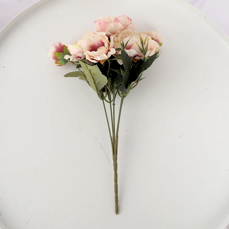 

5 head Artificial Flowers Vintage European Pretty Bride Bouquet Wedding Silk Peony Cheap Fake Flowers Home Decoration Christmas