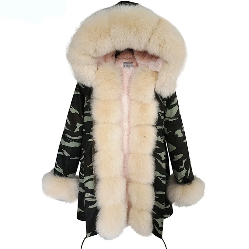 Real fox fur parka women inside real rabbit fur lined parkas with fox fur hood women Jacket