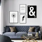 Настенные картины с черно-белыми перьями, современные цитаты из одуванчиков, Картина на холсте, постеры в скандинавском стиле для гостиной, домашний декор