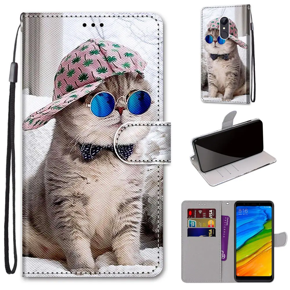 Printed Leather Case For Xiaomi Redmi 5A 5 Plus GO 3 3S 10X 4G Phone Case Flip Wallet Book Cover For Redmi Note 5 Pro 5A Prime