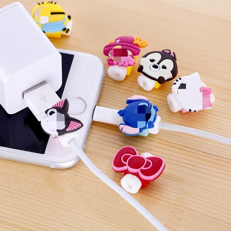 20 шт./лот Милая мультяшная фигурка USB кабель для передачи данных протектор