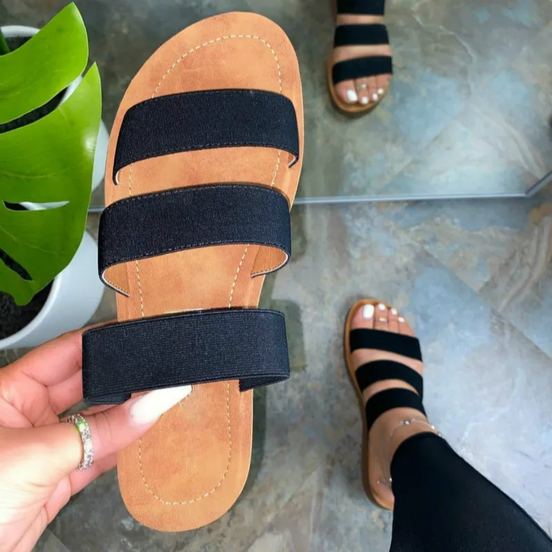 

New 2020 Leopard print Ladies Slides Summer Comfortable Slip On Shoes Beach Sandals Slides Assorted Black Platform Casual Shoes