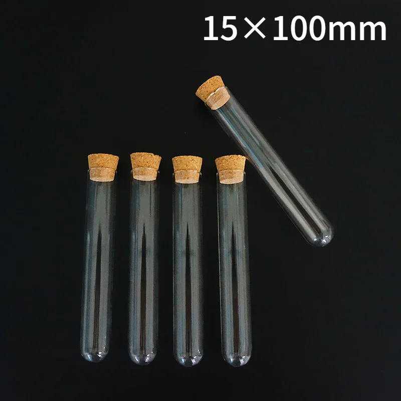

24pcs/lot 15x100mm High Quality Clear Glass Test Tube With Cork Stoppers Round Bottom For School Laboratory Experiment