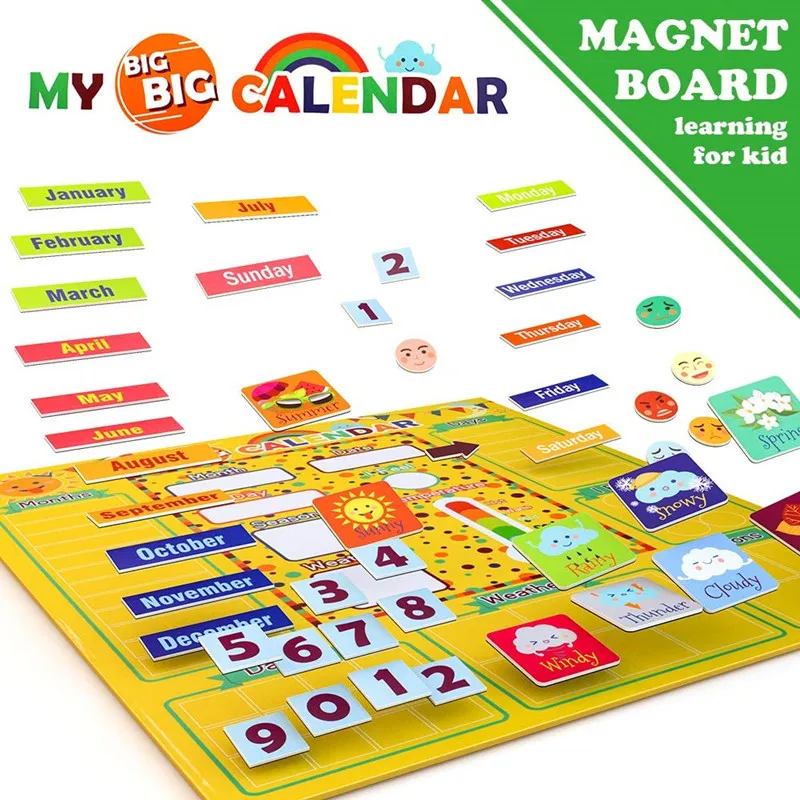 Волшебный Магнитный мой первый обучающий календарь для детей дошкольные